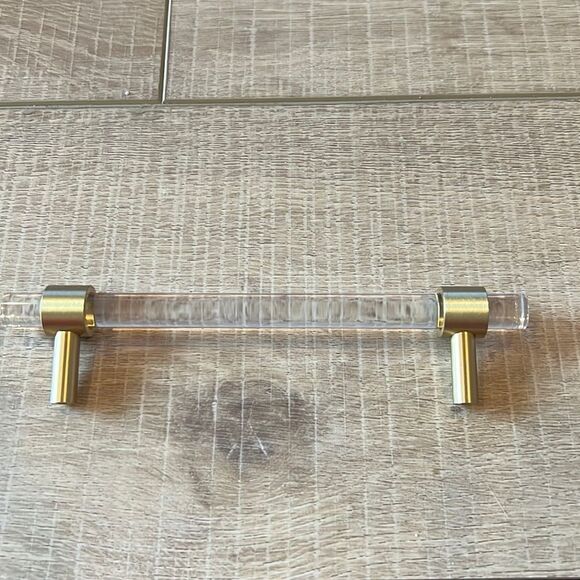 Anthropologie Gold and Acrylic Handle Cabinet Drawer Pull - Picture 2 of 7